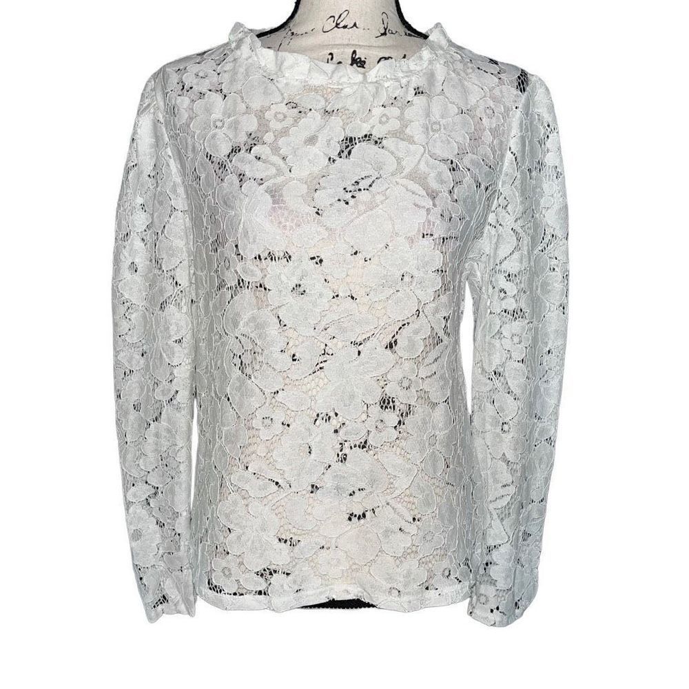 OC Orderplus white lace blouse medium NWT‎